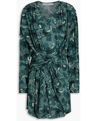 IRO - Gathered Printed Crepe Mini Dress - Lyst