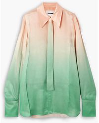 Jil Sander - Oversized Tie-Detailed Dégradé Satin Shirt - Lyst
