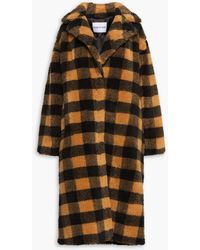 Stand Studio - Maria Oversized Checked Faux Shearling Coat - Lyst