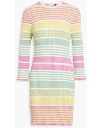 RIXO London - Striped Ribbed-knit Mini Dress - Lyst