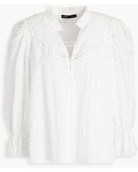 Maje - Lace-trimmed Embroidered Cotton Blouse - Lyst