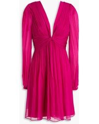 Alberta Ferretti - Gathered Silk-chiffon Mini Dress - Lyst