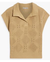 Autumn Cashmere - Pointelle-knit Cotton Polo Sweater - Lyst