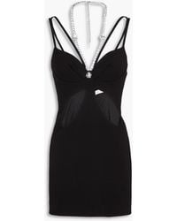 Area - Embellished Cutout Jersey Mini Dress - Lyst