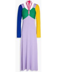 Olivia Rubin - Elliot Color-block Cotton-blend Midi Dress - Lyst