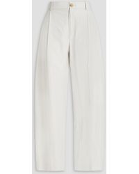 Vince - Pleated Slub Woven Wide-leg Pants - Lyst