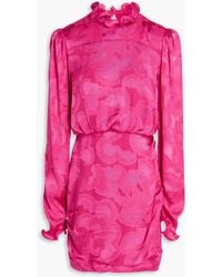 Saloni - Minikleid aus glänzendem jacquard mit rüschen - Lyst