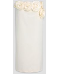 Magda Butrym - Floral-Appliquéd Silk And Wool-Blend Satin Midi Skirt - Lyst