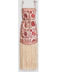 Zimmermann - Maxikleid aus leinen und makramee mit floralem print und fransen - Lyst
