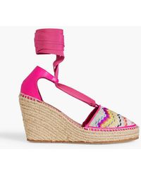 Missoni - Leather And Crochet-knit Wedge Espadrilles - Lyst