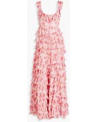 byTiMo - Tiered Floral-print Georgette Maxi Dress - Lyst