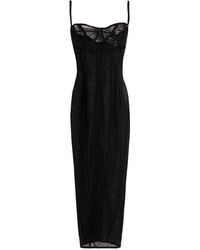 Dolce & Gabbana Stretch-mesh Maxi Slip Dress - Black