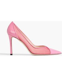 Jimmy Choo - Cass 95 Mesh And Patent-leather Pumps - Lyst