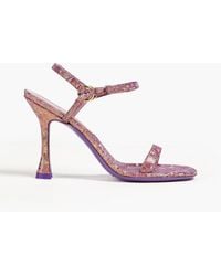 BY FAR - Mia Iridescent-effect Suede Sandals - Lyst