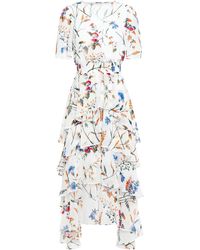 Maje Tiered Wrap-effect Floral-print Georgette Midi Dress White