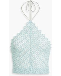 Missoni - Cropped Metallic Crochet-knit Halterneck Top - Lyst