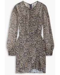 Veronica Beard - Palmora Ruched Paisley-print Silk-chiffon Mini Dress - Lyst