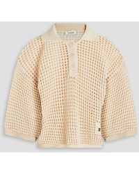 Sandro - Open-knit Cotton Polo Sweater - Lyst