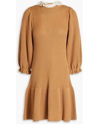 RED Valentino - Point D'esprit-trimmed Wool Mini Dress - Lyst