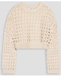 Brunello Cucinelli - Cropped Open-knit Jute-blend Sweater - Lyst