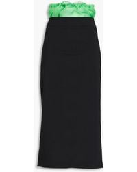 A.W.A.K.E. MODE - Organza-Paneled Wool-Blend Crepe Midi Pencil Skirt - Lyst
