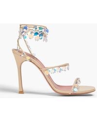 AMINA MUADDI - Tina 105 Crystal-Embellished Leather Sandals - Lyst