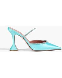 AMINA MUADDI - Gilda Crystal-Embellished Satin Mules - Lyst
