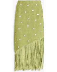 Sandro - Fringed Embellished Pointelle-knit Midi Skirt - Lyst