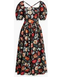 Rosetta Getty - Floral-print Cotton-twill Midi Dress - Lyst