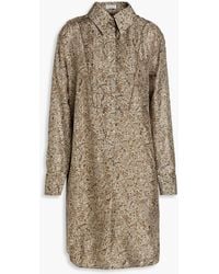 Brunello Cucinelli - Paisley-print Silk-satin Mini Shirt Dress - Lyst