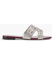 Gina - Munro Crystal-Embellished Leather Slides - Lyst