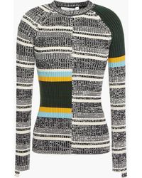 Victoria Beckham - Patchwork-effect Ribbed Cotton-blend Sweater - Lyst
