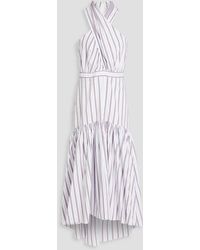 Veronica Beard - Radley Striped Poplin Halterneck Midi Dress - Lyst