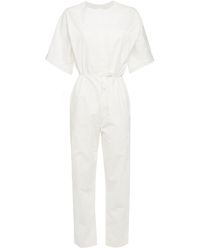 American Vintage Tolido Belted Cotton-poplin Jumpsuit - White