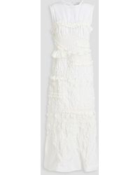 Cecilie Bahnsen - Midikleid "vanda" aus faille mit raffung und rüschen - Lyst