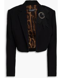 Dolce & Gabbana - Cropped Embellished Wool-blend Crepe Blazer - Lyst