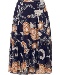 See By Chloé - Floral-print Silk And Cotton-blend Crepon Skirt - Lyst