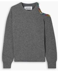 Monse - Cutout Ribbed Embellished Wool-blend Sweater - Lyst