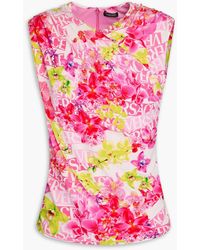 Versace - Draped Printed Stretch-Jersey Top - Lyst