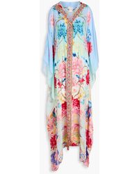 CAMILLA - Crystal-embellished Floral-print Silk Crepe De Chine Kimono - Lyst