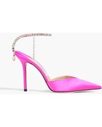 Jimmy Choo - Saeda 100 Crystal-Embellished Satin Pumps - Lyst
