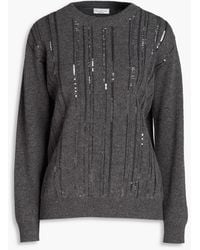 Brunello Cucinelli - Embellished Wool, Cashmere And Silk-blend Sweater - Lyst