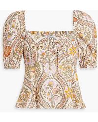 10 Crosby Derek Lam - Melanie gerafftes oberteil aus einer leinenmischung mit print - Lyst