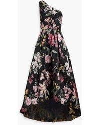 Marchesa - One-shoulder Pleated Brocade Gown - Lyst