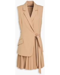 Jonathan Simkhai - Eman Pleated Crepe Mini Wrap Dress - Lyst