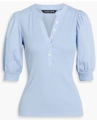 Veronica Beard - Coralee Poplin-Paneled Ribbed Pima Cotton-Blend Top - Lyst