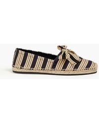 Tory Burch - Bow-detailed Striped Canvas Espadrilles - Lyst
