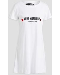 Love Moschino Printed Cotton-jersey Mini Dress - White