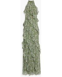 Mikael Aghal - Ruffled Floral-Print Chiffon Gown - Lyst