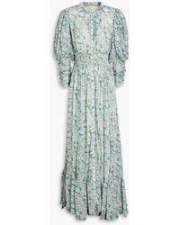byTiMo - Shirred Floral-print Crepe Maxi Dress - Lyst